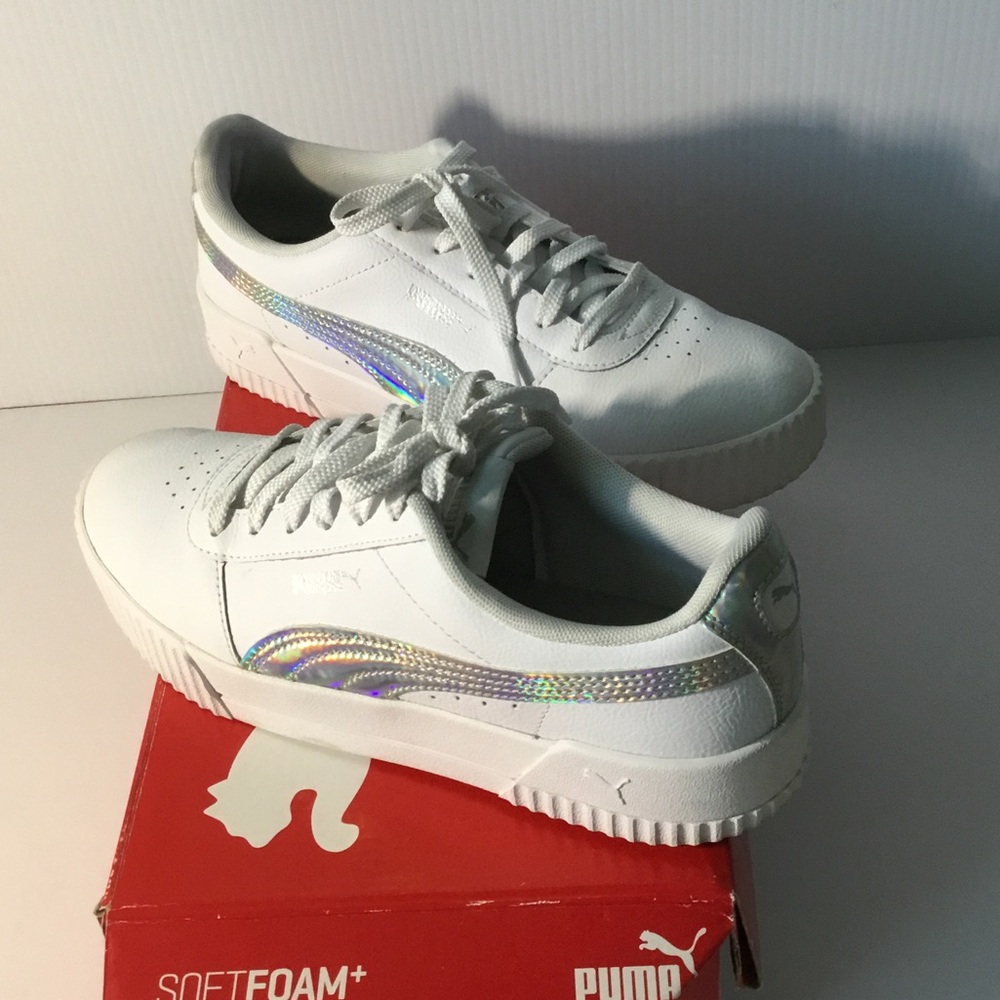 Puma White Leather Platform Lace-Up Sneakers - Picture 4 of 4